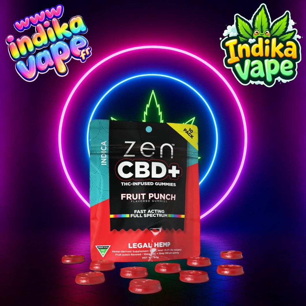 Bonbons Gélifiés THC+ - Fruit Punch Indica (10 pcs / 200 mg) | Zen CBD