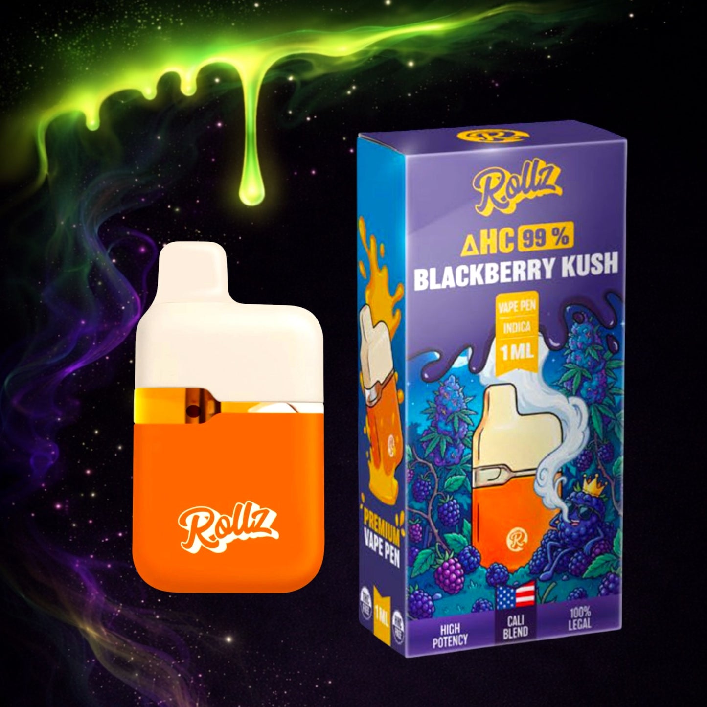 🫐 Vape Rollz ΔHC 99% – Blackberry Kush (Indica) – 1g 😶‍🌫️