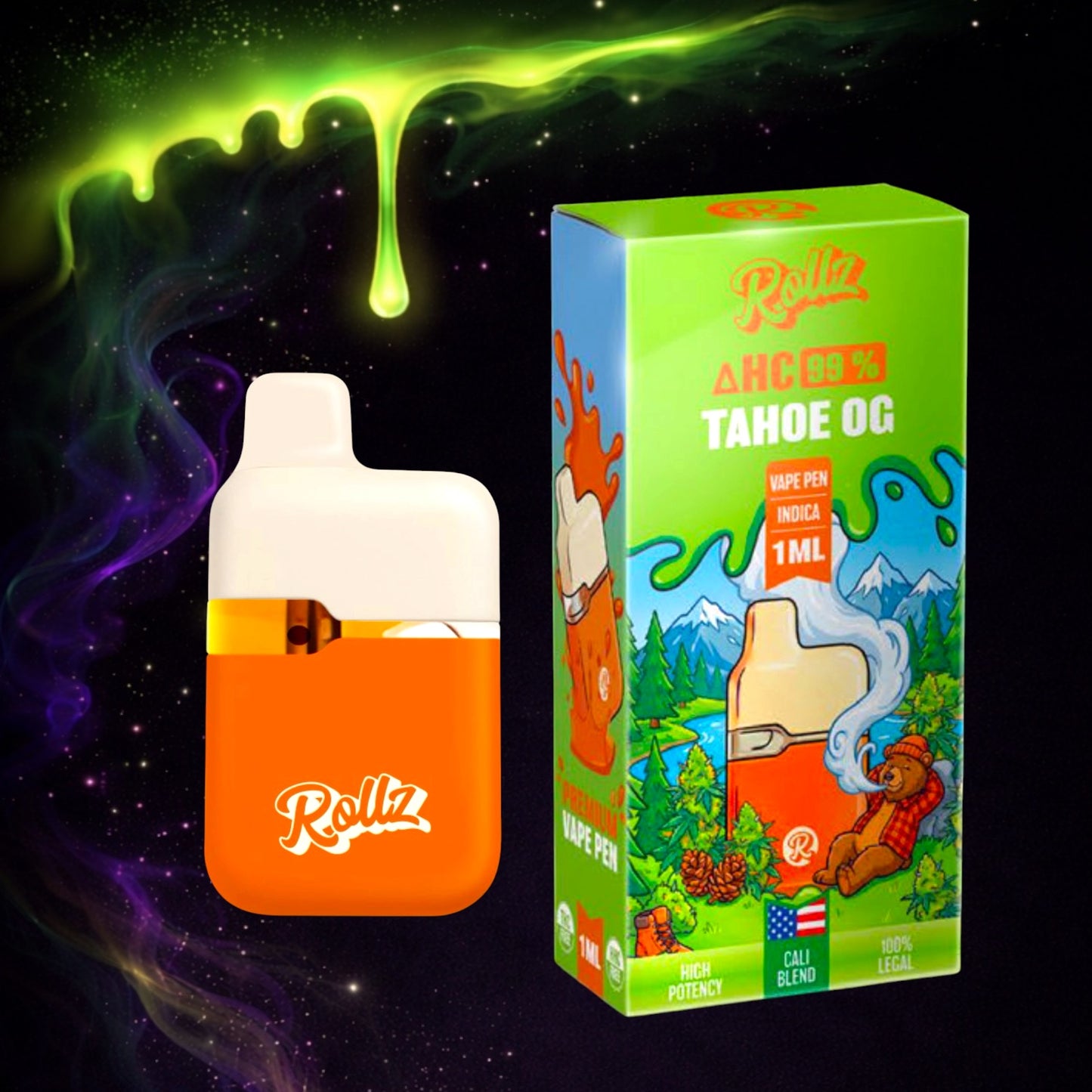 ⛰️ Vape Rollz ΔHC 99% – Tahoe OG (Indica) – 1g