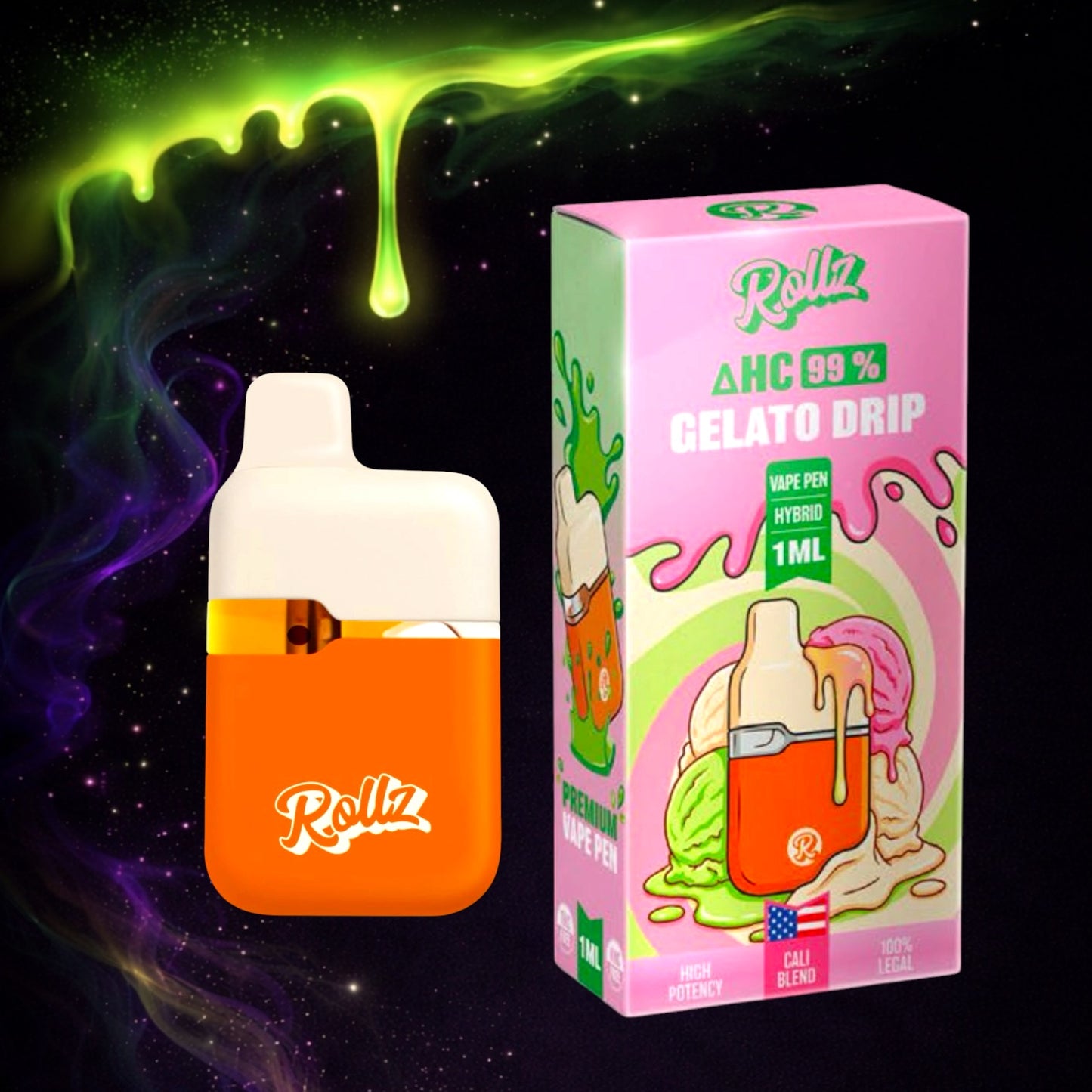 🍦 Vape Rollz ΔHC 99% – Gelato Drip (Hybrid) – 1g