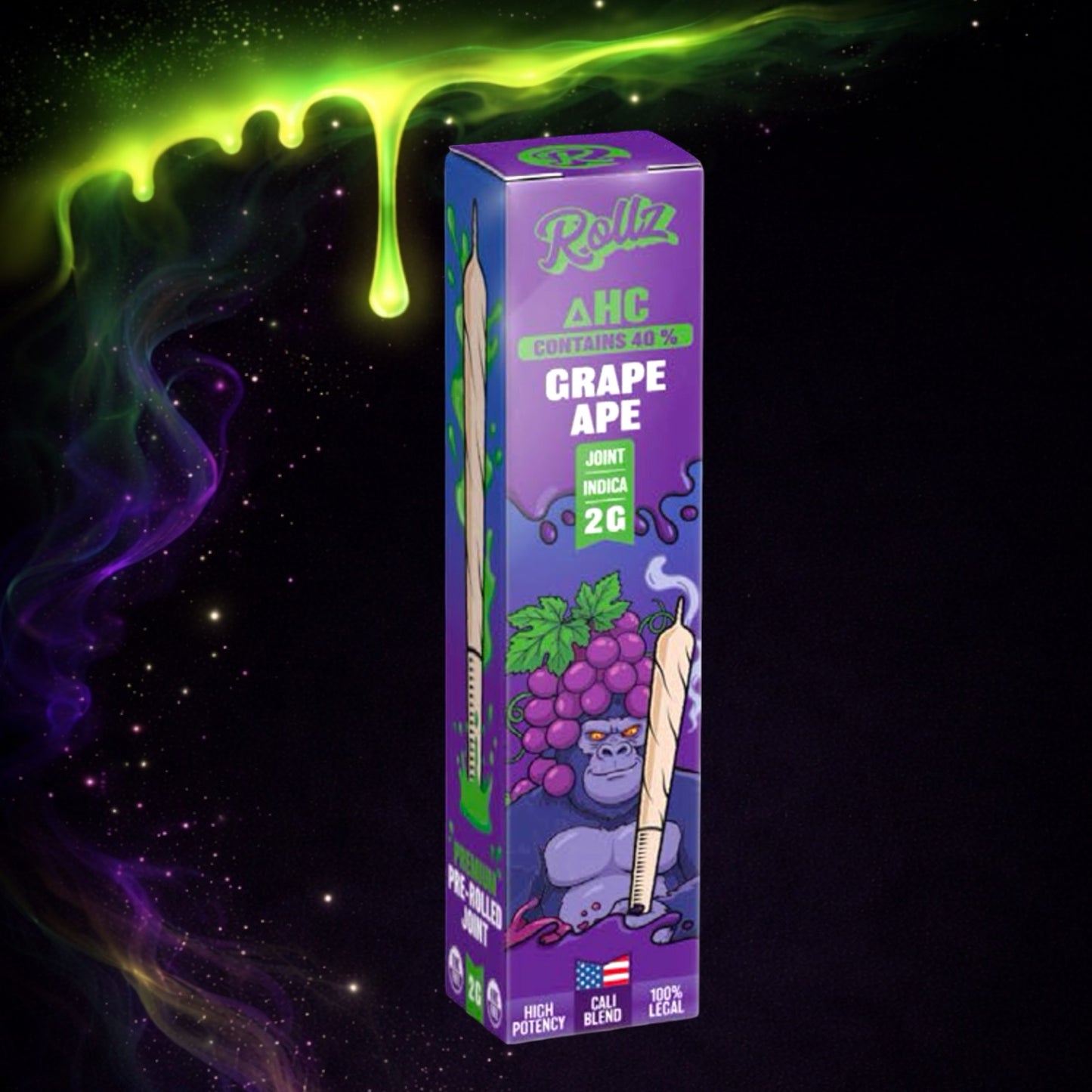 🍇 Pre-Roll XXL Rollz ΔHC 40% – Grape Ape (Indica) – 2g
